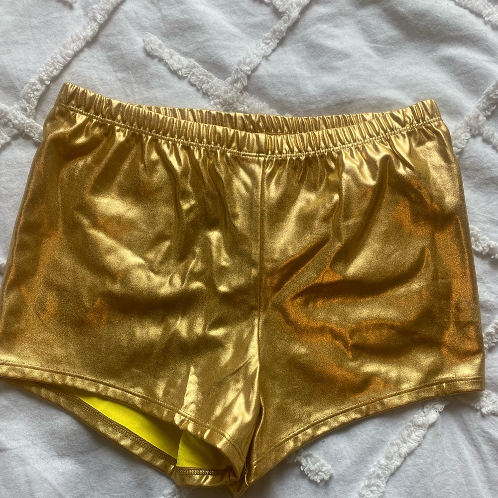 Leg Avenue metallic gold short shorts